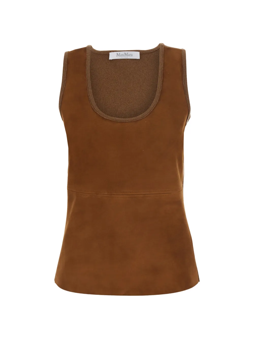 Max Mara Mxsaccordo suede-panelled scoop-neck top - Marron Max Mara Mxsaccordo suede-panelled scoop-neck top - Marron