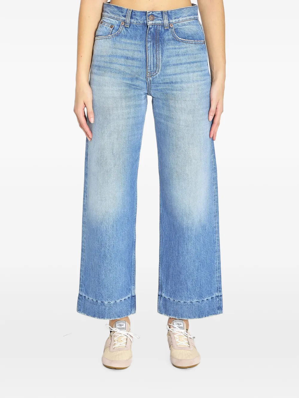 Chloé contrast-stitch wide-leg jeans