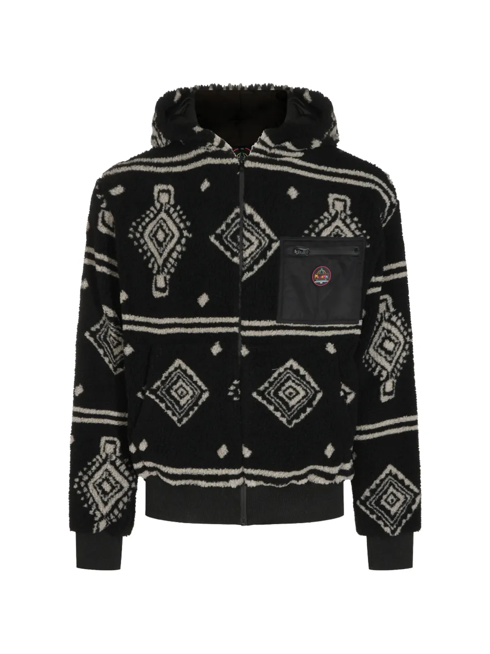 Mauna Kea Geometric-pattern Fleece Hoodie In Black