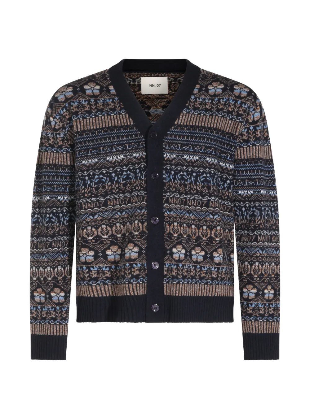 Nn07 Tobias Fair Isle-intarsia Cardigan In Blue