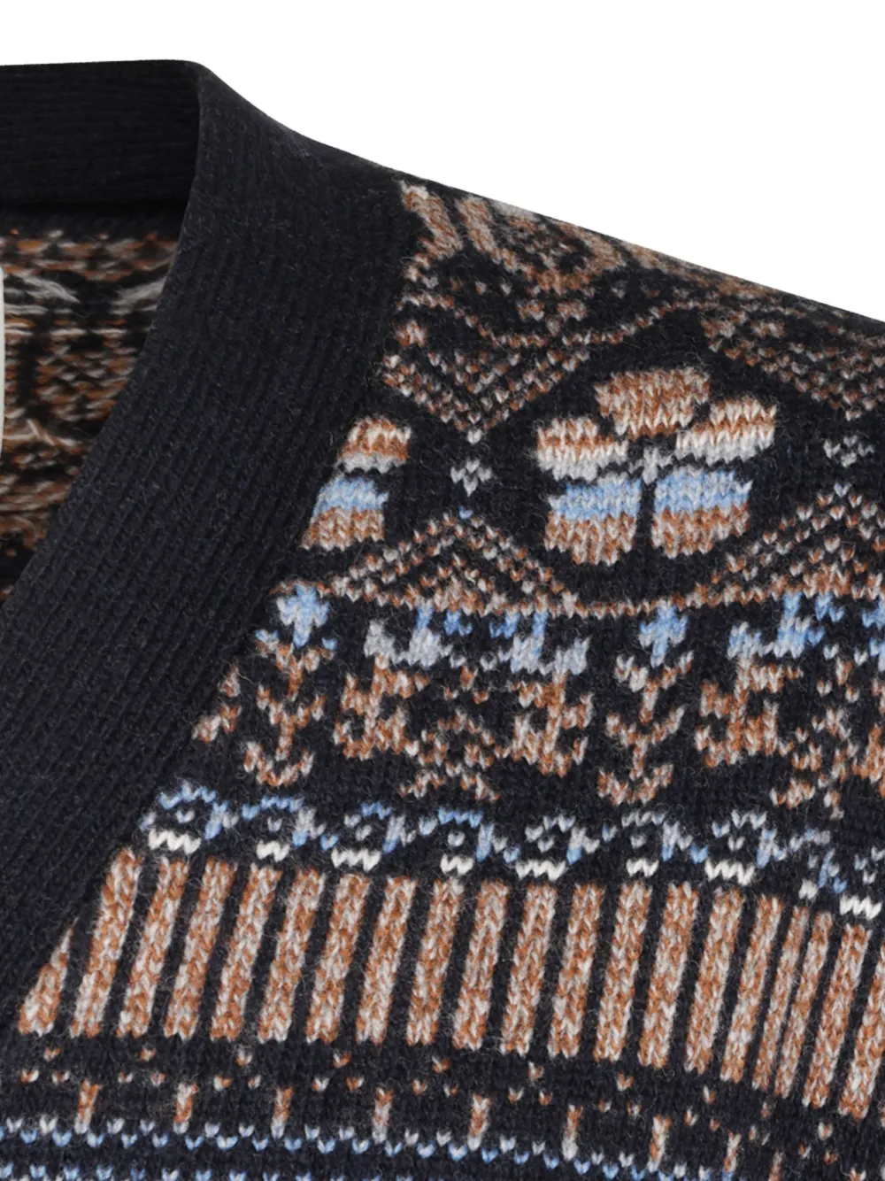 NN07 Tobias Fair Isle vest met intarsia Blauw