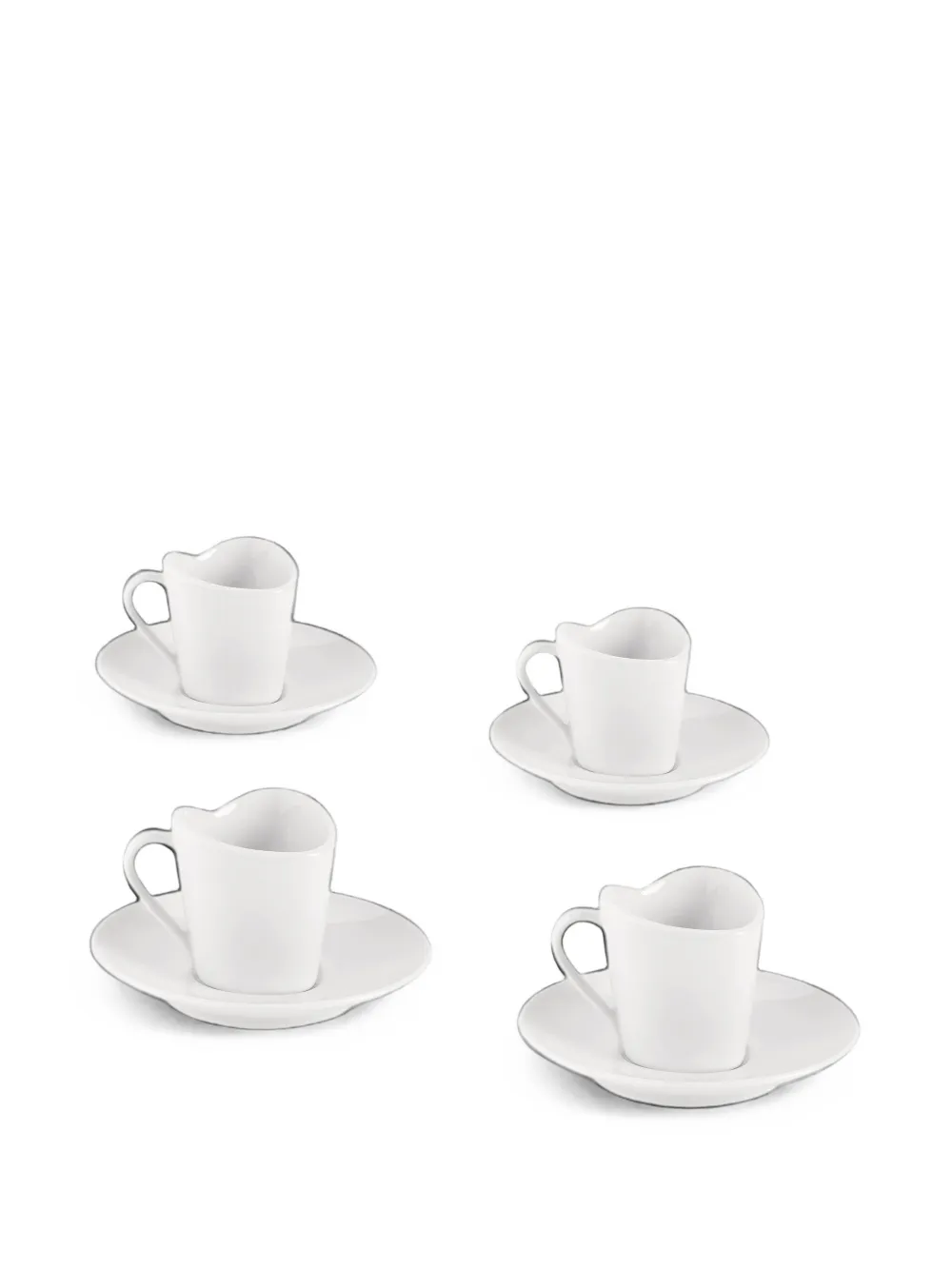 Alessi lot de quatre tasses à café et soucoupes à design de cœur - Blanc Alessi lot de quatre tasses à café et soucoupes à design de cœur - Blanc