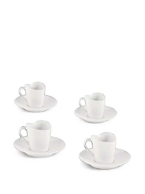 Alessi heart-shaped coffee cups and saucers set of four