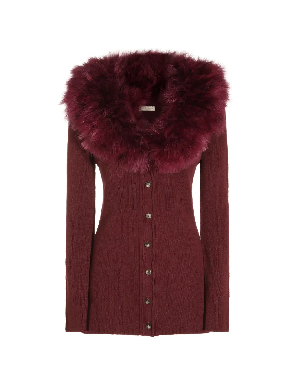 Blumarine faux-fur trim cardigan - Rouge
