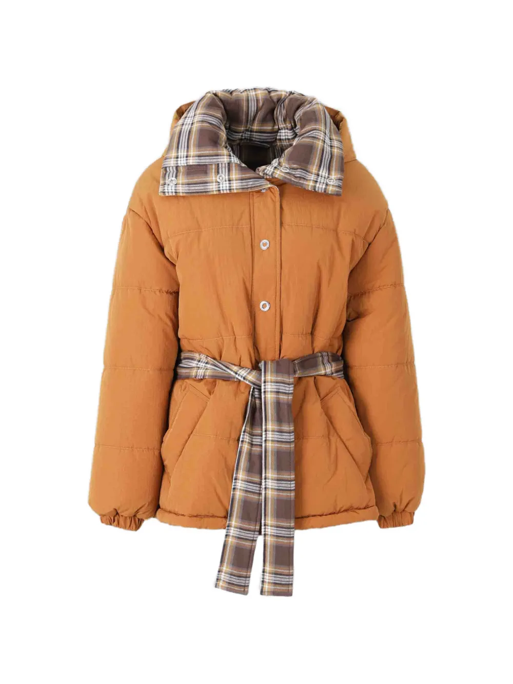 Marbell Belted Quilted Jacket In Orange