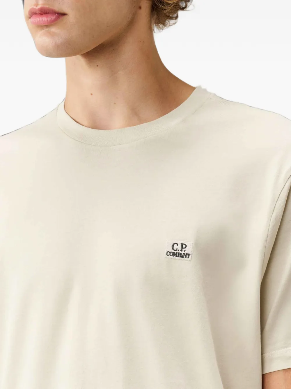 C.P. Company 30 1 jersey T-shirt met logo-patch en korte mouwen Beige