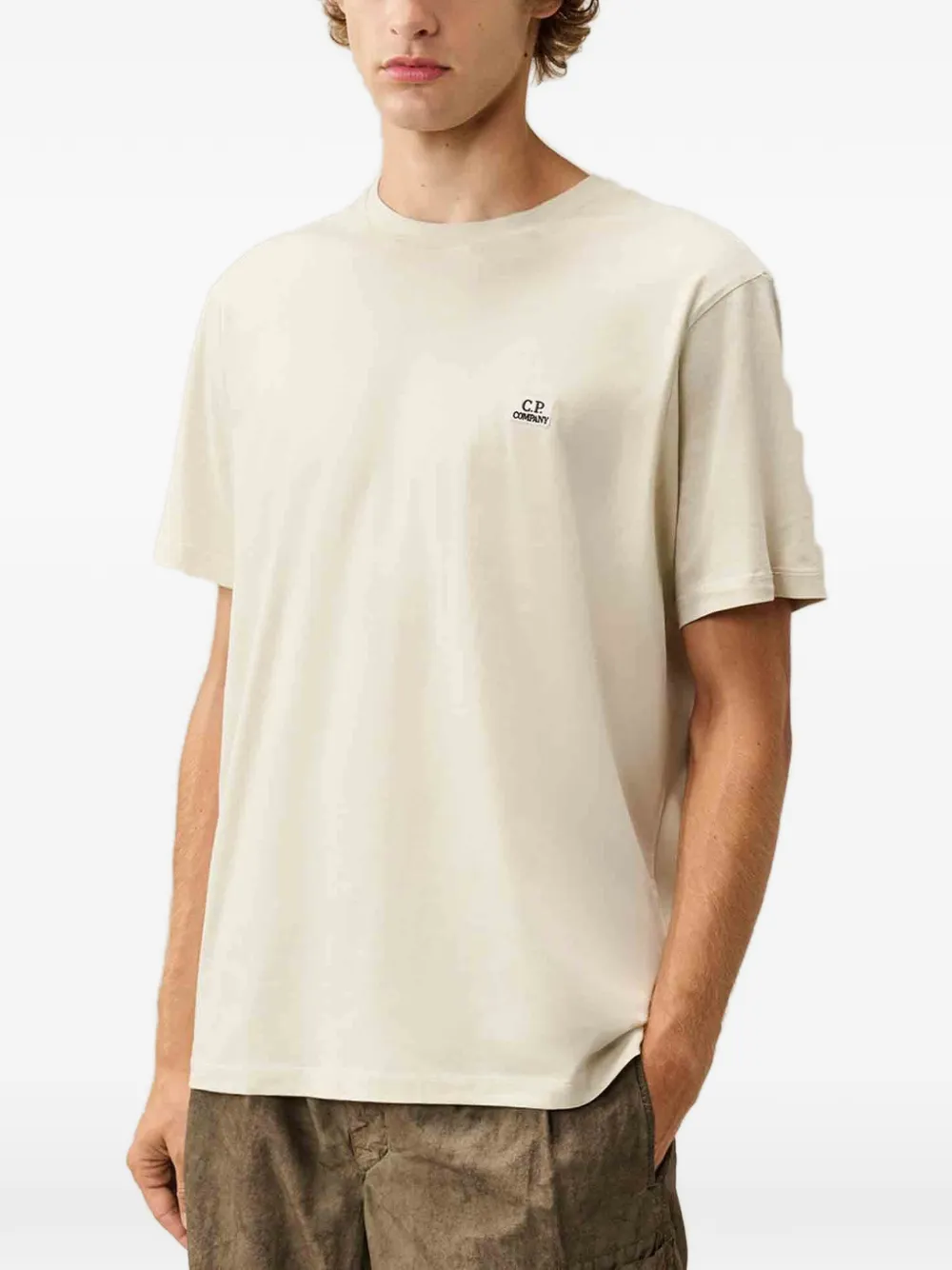 C.P. Company 30 1 jersey T-shirt met logo-patch en korte mouwen Beige