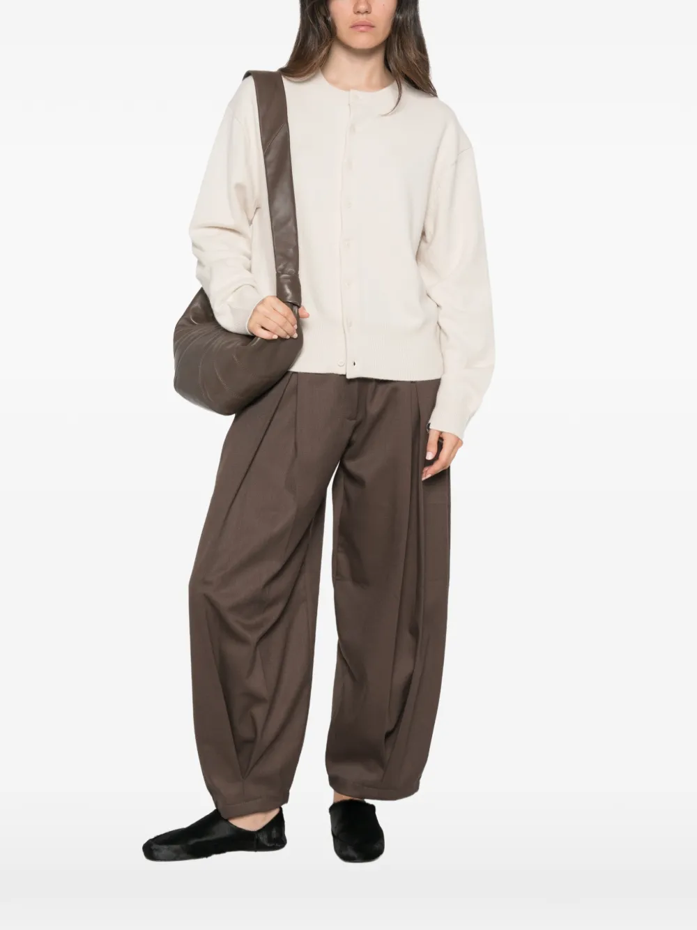 extreme cashmere Luce vest met knoopsluiting en geribbelde afwerking Beige