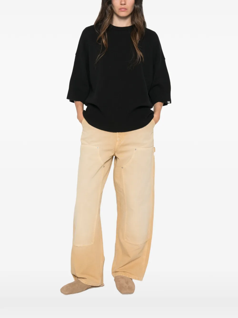 extreme cashmere Kasjmieren top met korte mouwen Zwart