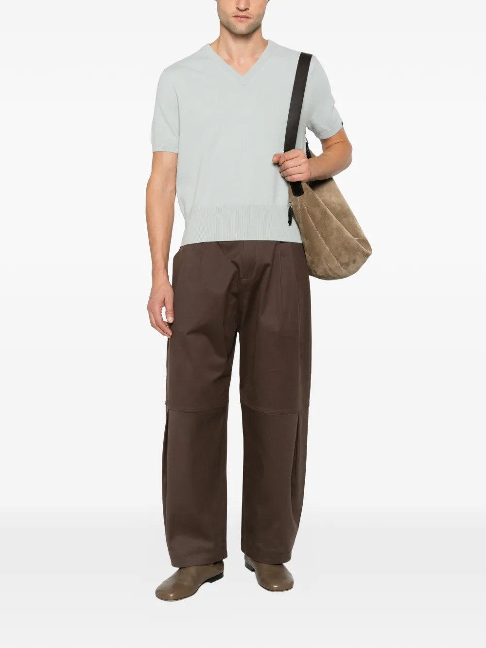 extreme cashmere short-sleeve V-neck T-shirt