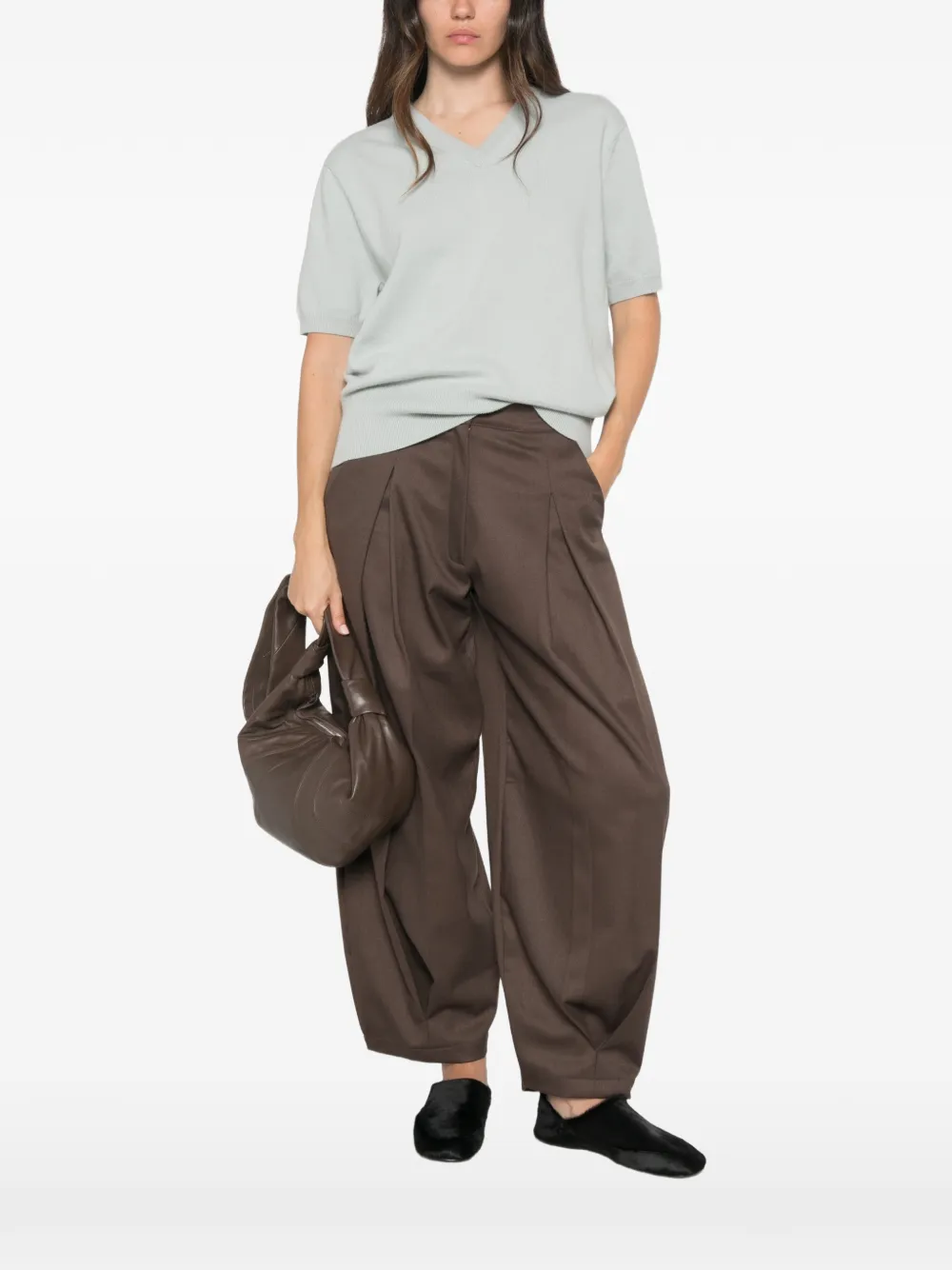 extreme cashmere T-shirt met V-hals en korte mouwen Blauw