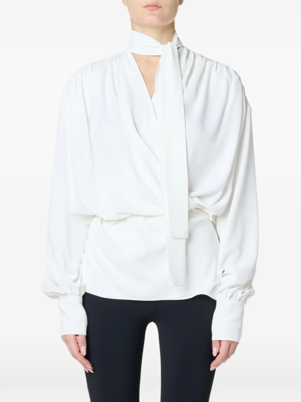 IRO Bliss blouse met gestrikte hals en wikkelstijl Wit