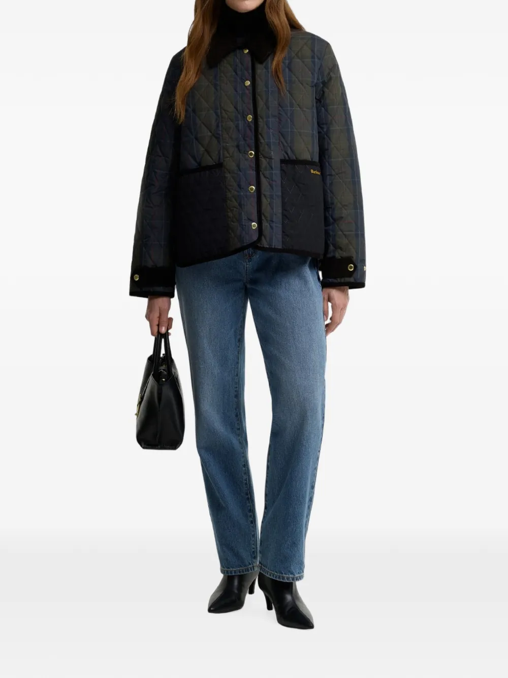 Barbour International Ainsdale gewatteerd geruit jack Groen