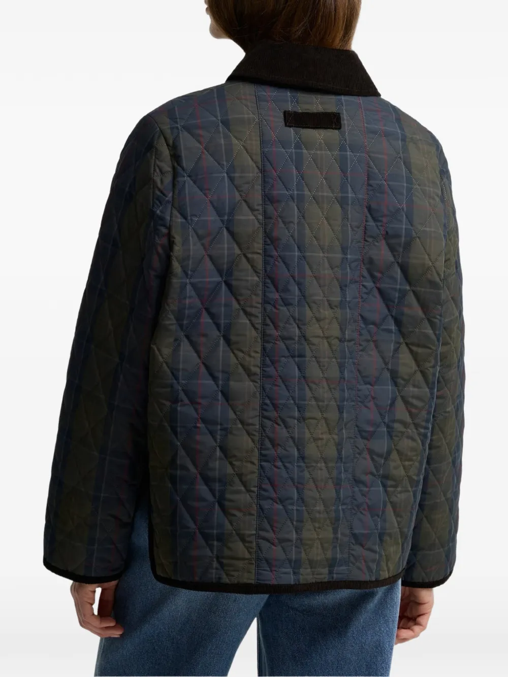 Barbour International Ainsdale gewatteerd geruit jack Groen