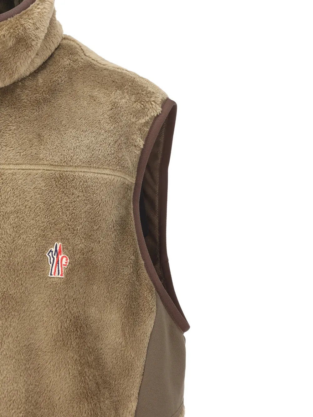 Moncler Grenoble fleece-texture logo-patch gilet Beige