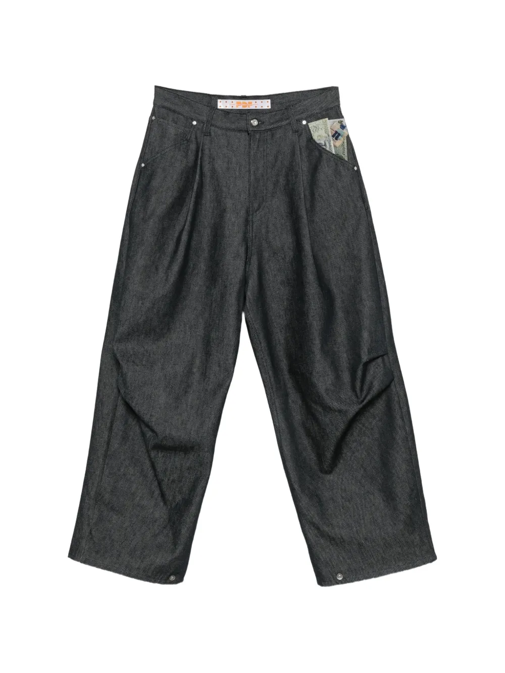 Pdf Pleated-detail Graphic-print Jeans In Grey