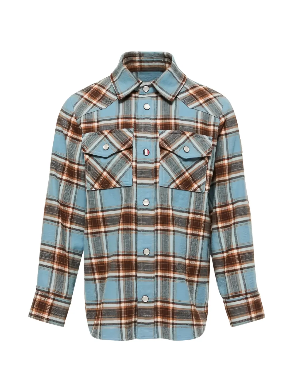 Moncler Enfant veste en flanelle à carreaux - Bleu Moncler Enfant veste en flanelle à carreaux - Bleu