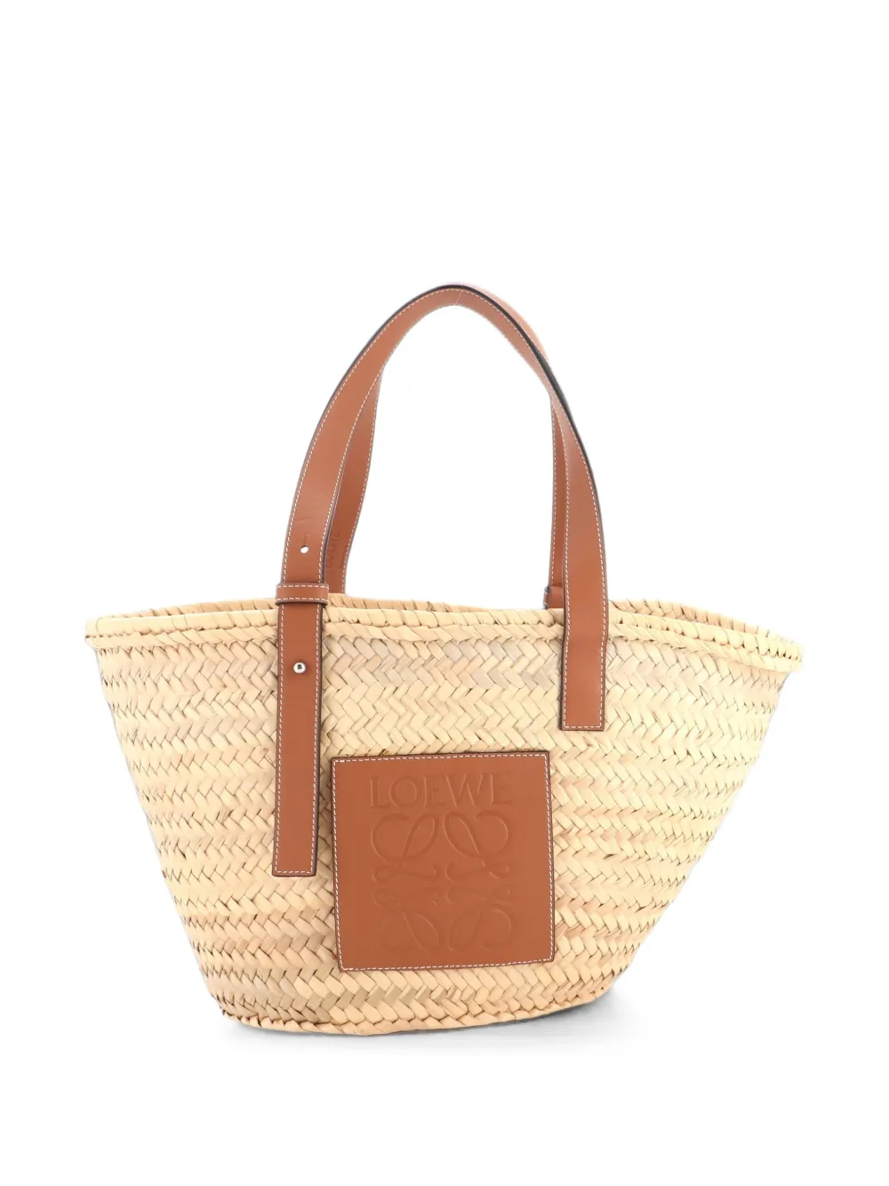 Pre-owned Loewe Basket Raffia Medium Tote Bag In Neutrals