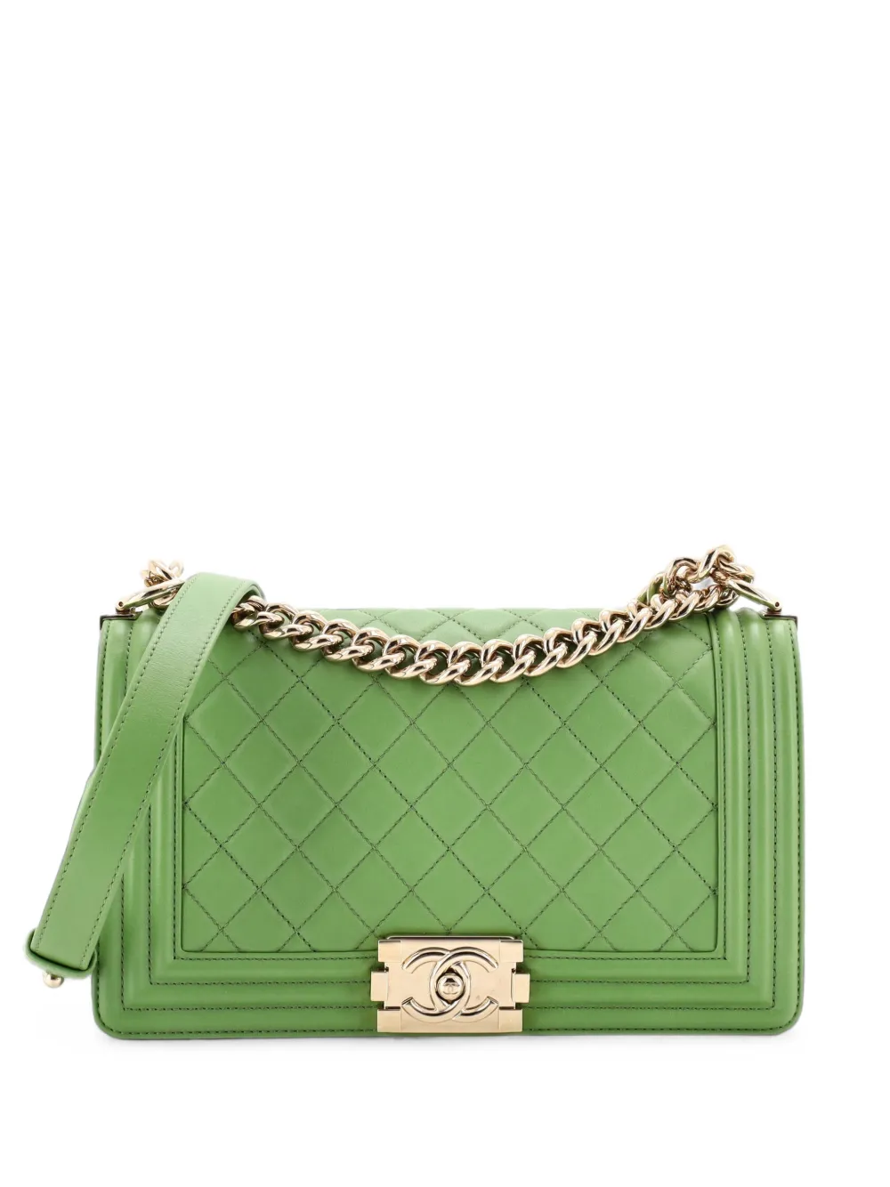 CHANEL Pre-Owned Boy Flap Bag Quilted Lambskin Old Medium shoulder bag - Verde