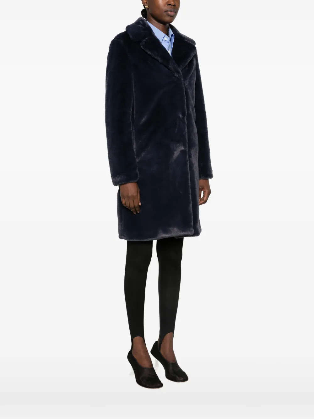 Herno Jas van imitatiebont met ceintuur Blauw