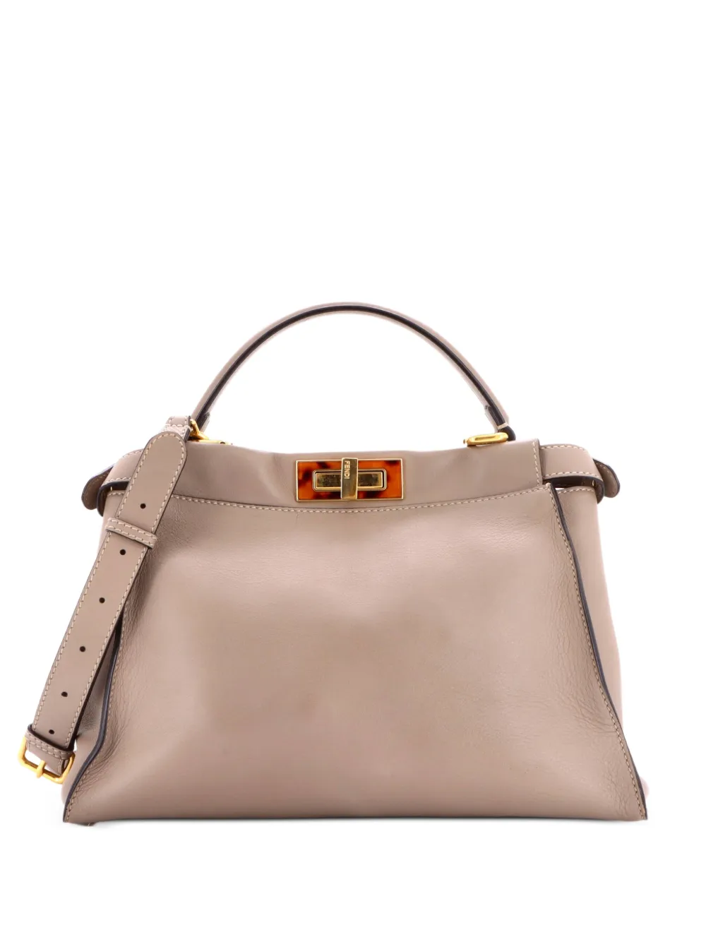 Fendi Pre-Owned Peekaboo Schultertasche aus Leder mit Schildpattdetail - Braun
