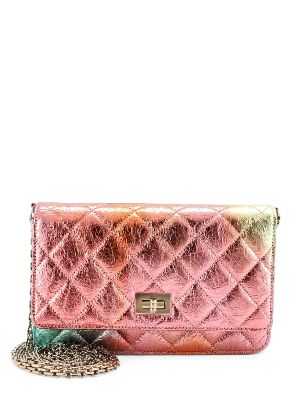 CHANEL Pre-Owned Rainbow Reissue 2.55 Wallet on Chain Quilted Multicolor Metallic Goatskin crossbody bag - Multicolore