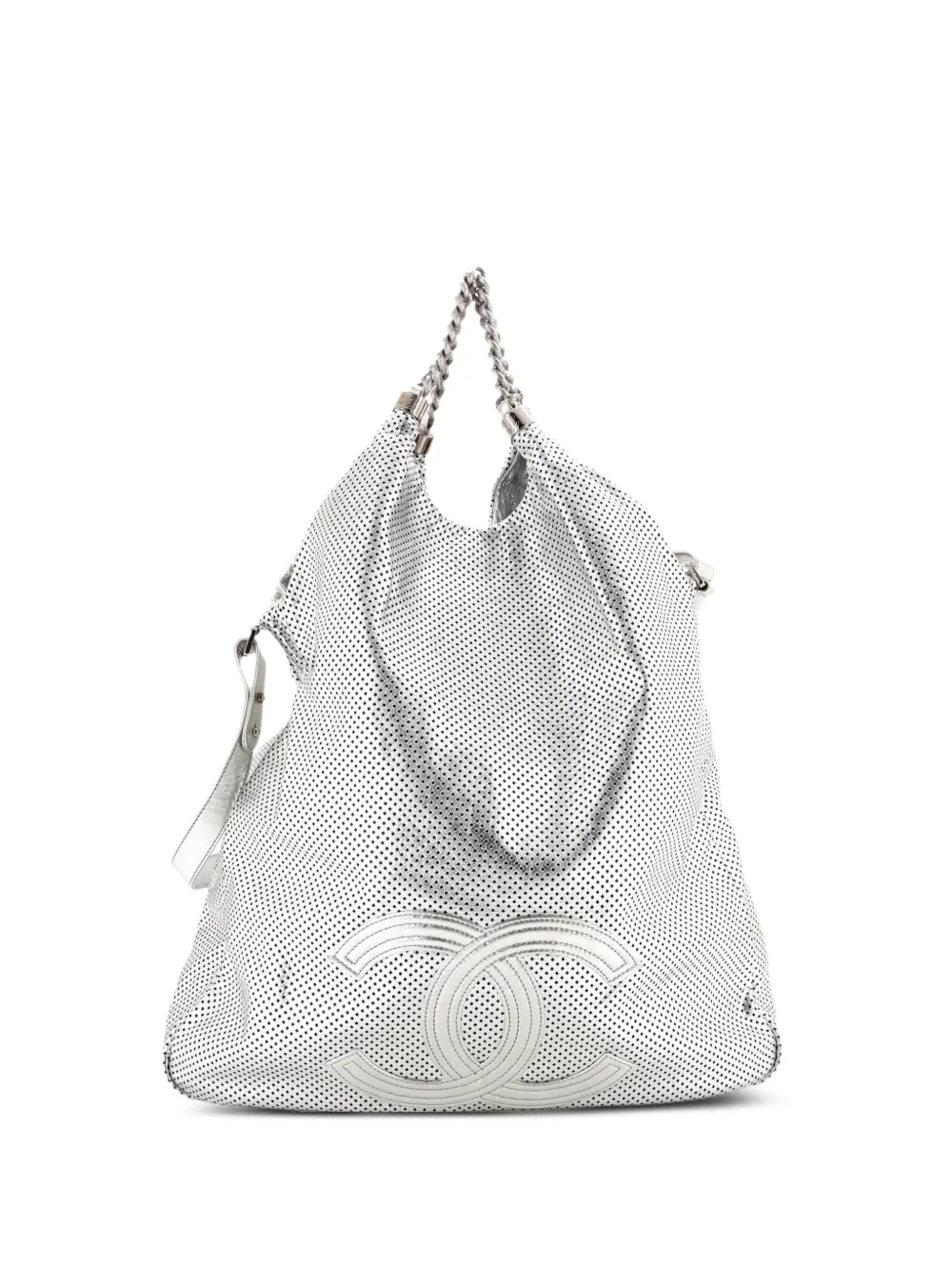 CHANEL Pre-Owned grand sac à main Rodeo Drive en cuir perforé - Argent