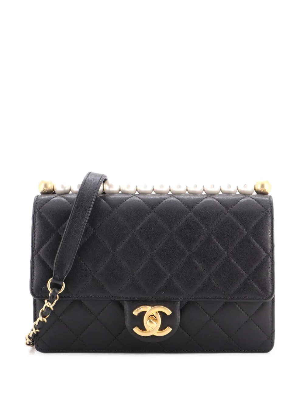 CHANEL Pre-Owned Chic Pearls Flap Bag Quilted Lambskin Small shoulder bag - Nero