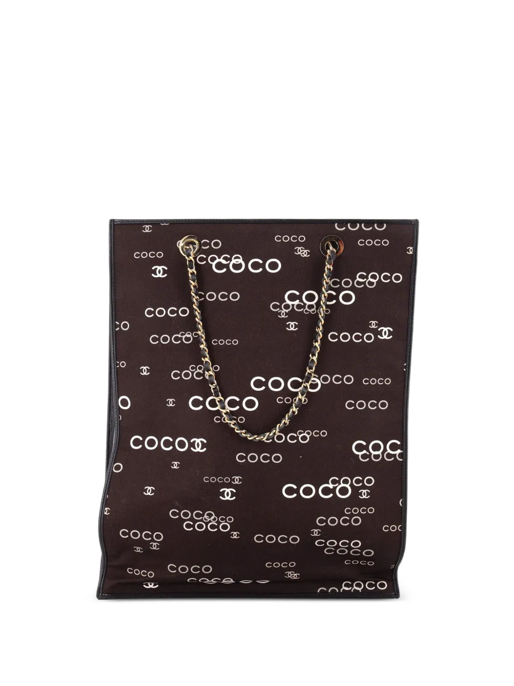 CHANEL Pre-Owned Borsa tote Coco Chain in tela con stampa - Nero