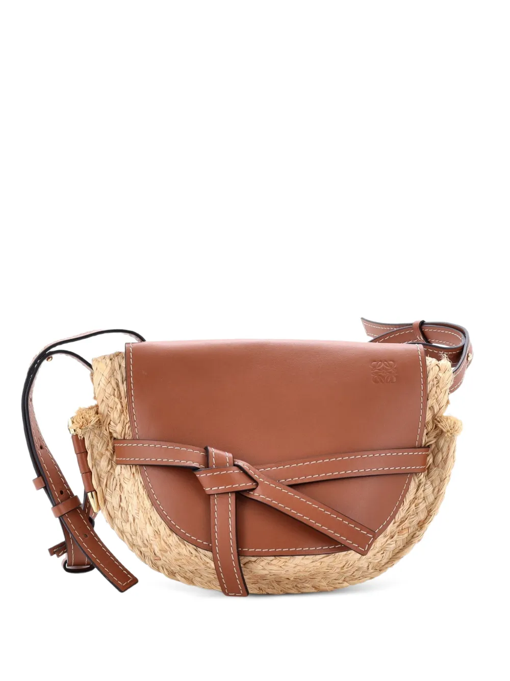 Loewe Pre-Owned Kleine Gate Schultertasche mit Raffiabast - Braun