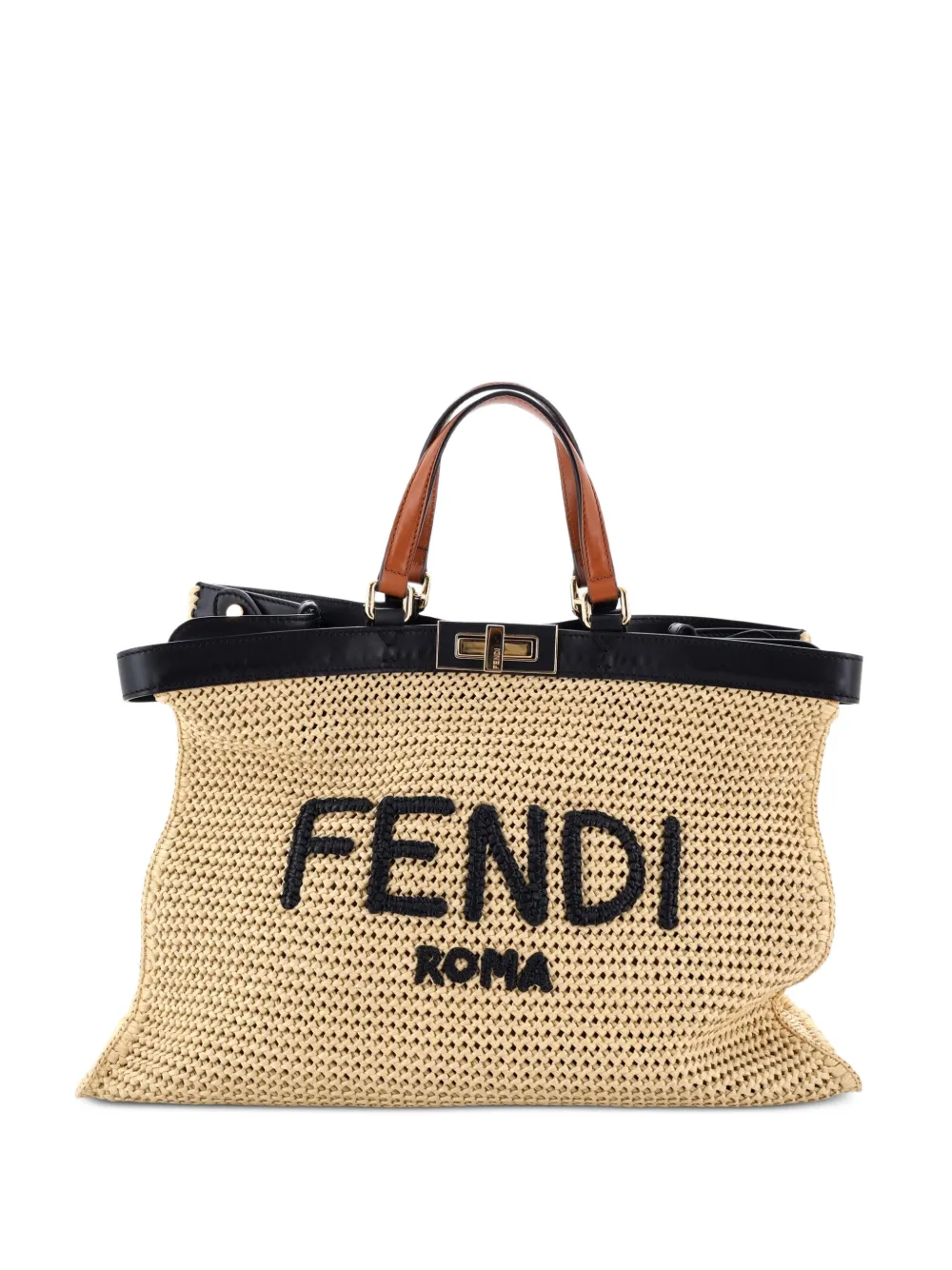 Fendi Pre-Owned Mittelgroße Peekaboo X-Raffia-Tote Bag - Nude