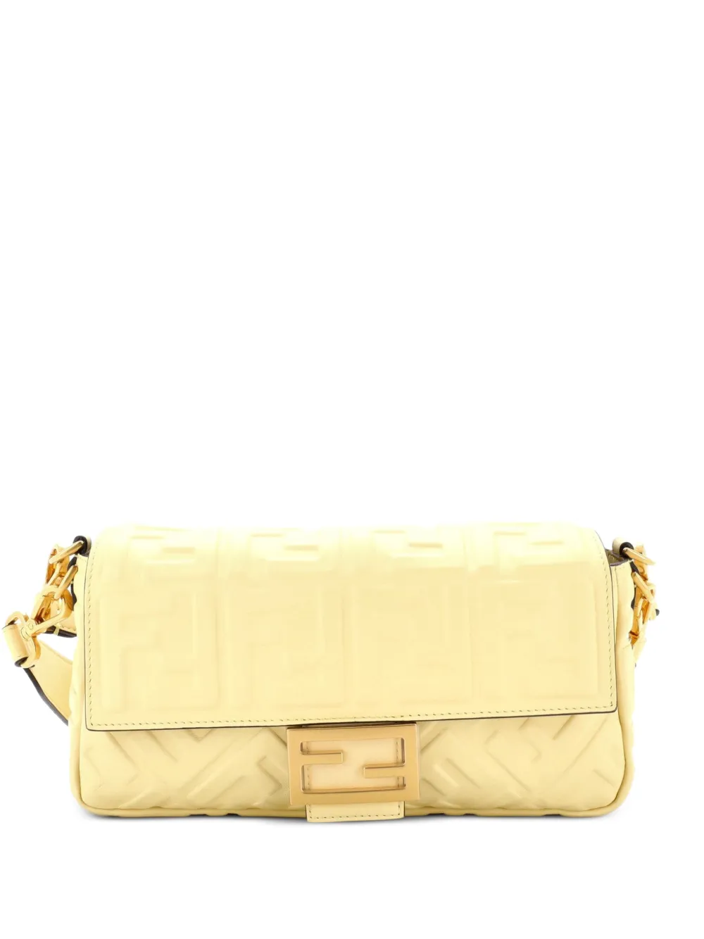 Fendi Pre-Owned Mittelgroße Baguette NM Zucca Umhängetasche aus Leder mit Prägung - Gelb