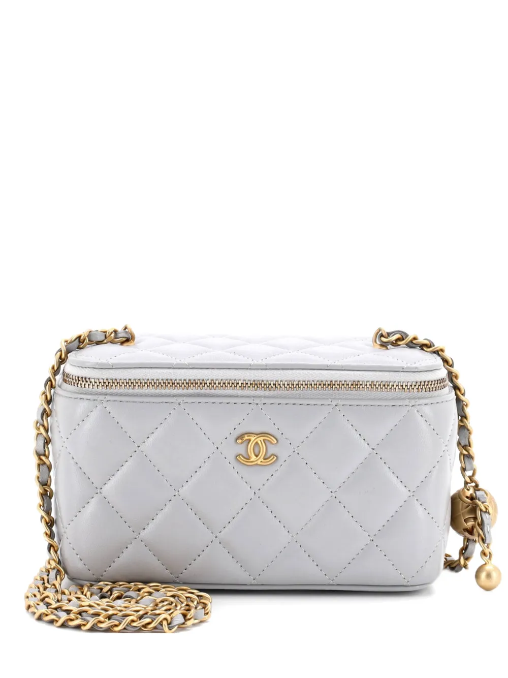 CHANEL Pre-Owned Pearl Crush Vanity Case with Chain Quilted Lambskin Small clutch bag - Grigio