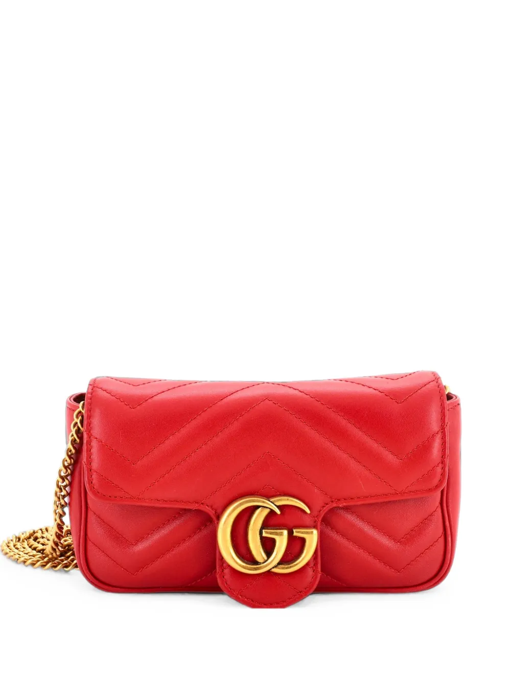Gucci Pre-Owned Super-mini GG Marmont Umhängetasche aus Leder mit Klappe - Rot