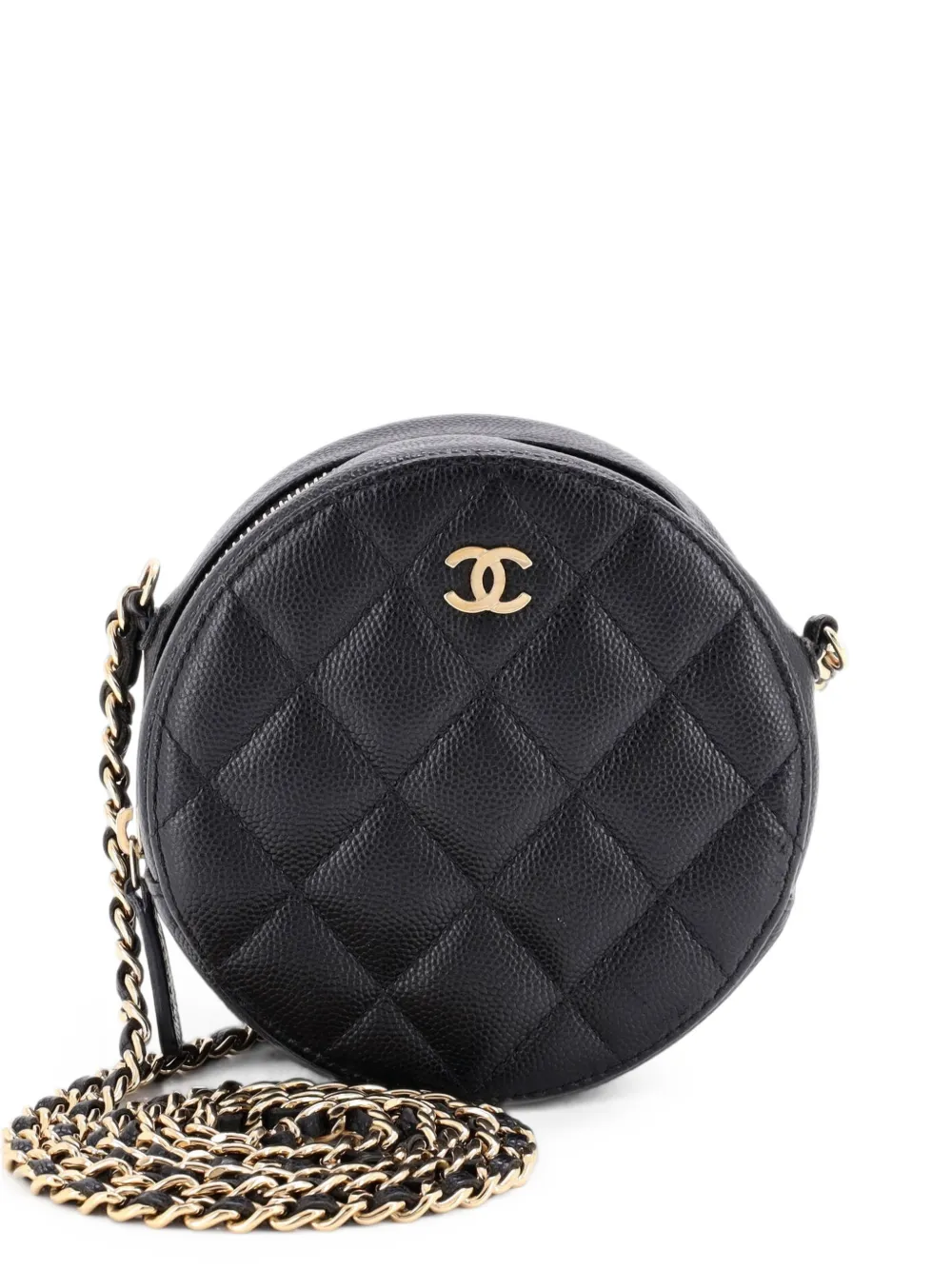 CHANEL Pre-Owned Borsa a tracolla mini in pelle Caviar trapuntata con catena - Nero