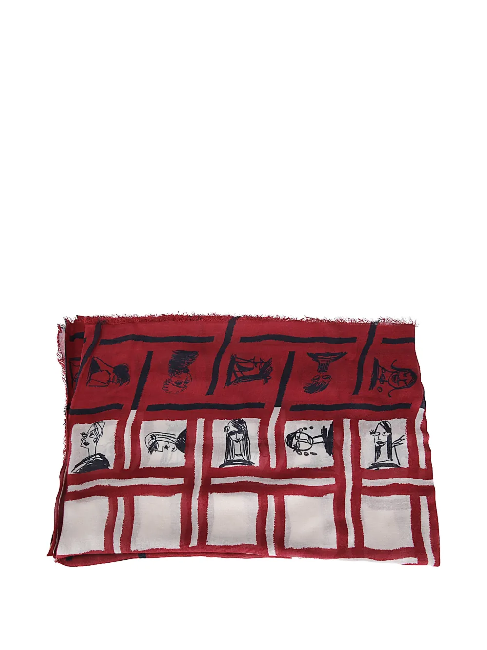 Faliero Sarti graphic-print frayed scarf