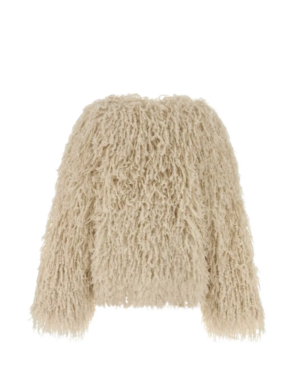 FENDI Ivory Long-pile Knitted Jacket in Neutrals, view 2