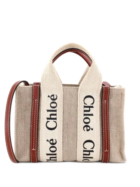 Chloé Pre-Owned Woody Convertible Canvas with Leather Mini tote bag