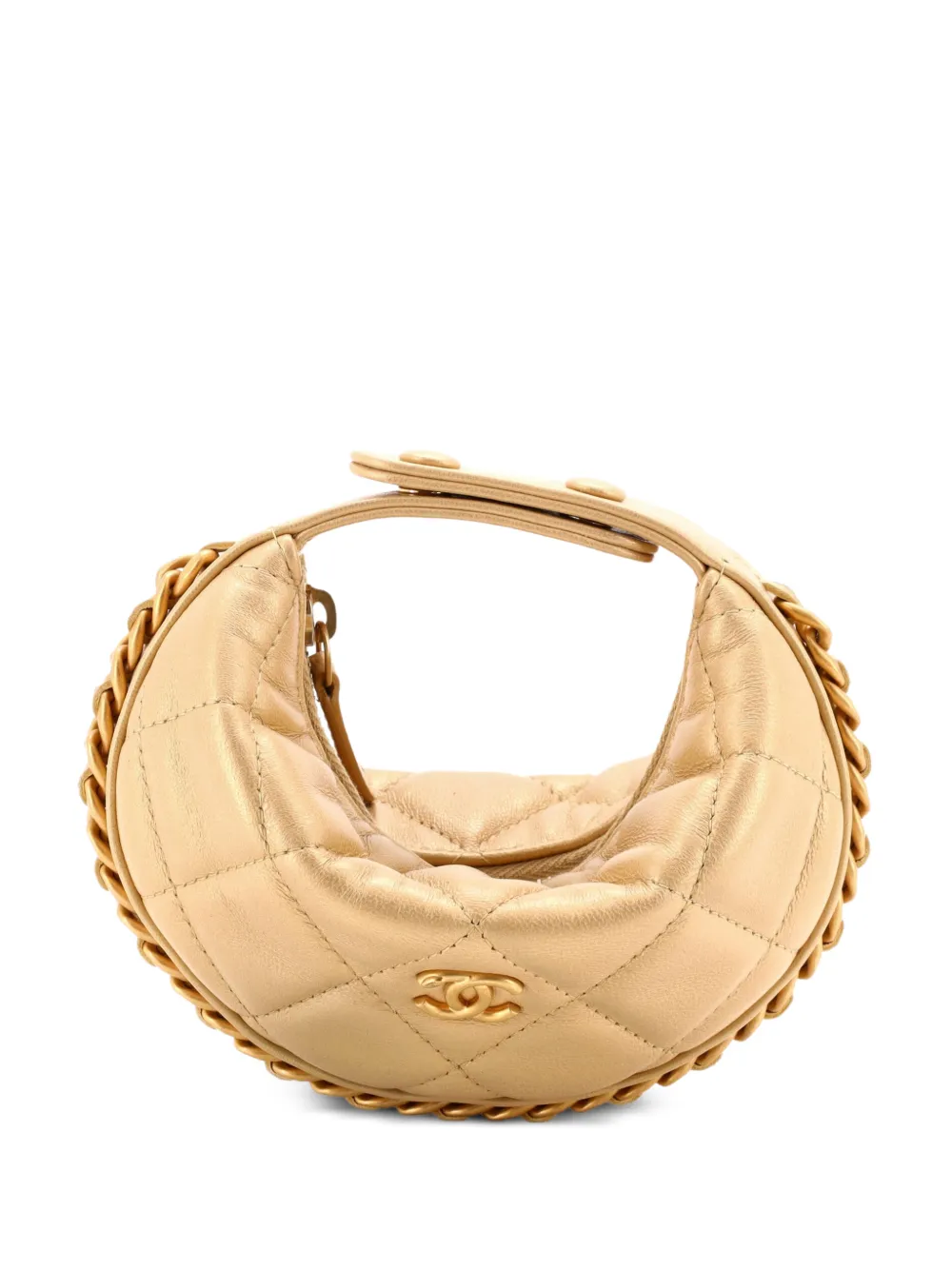 CHANEL Pre-Owned Chain Around Pouch Quilted Lambskin Extra Mini hobo bag - Gold