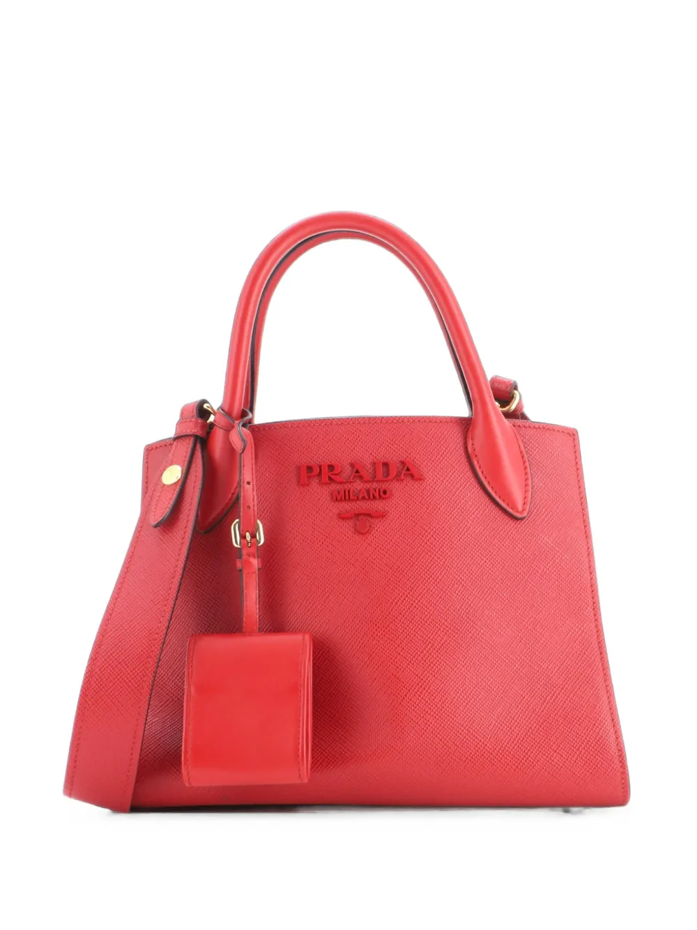 Prada Pre-Owned Monochrome Saffiano with City Calf Small tote bag - Rosso