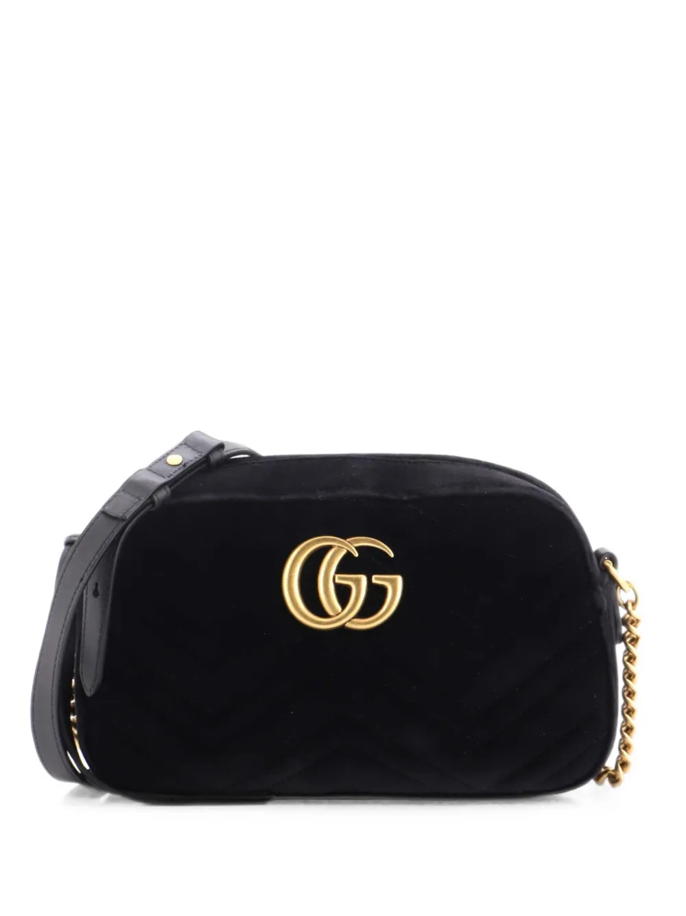 Gucci Pre-Owned GG Marmont Shoulder Bag Matelasse Velvet Small crossbody bag - Nero