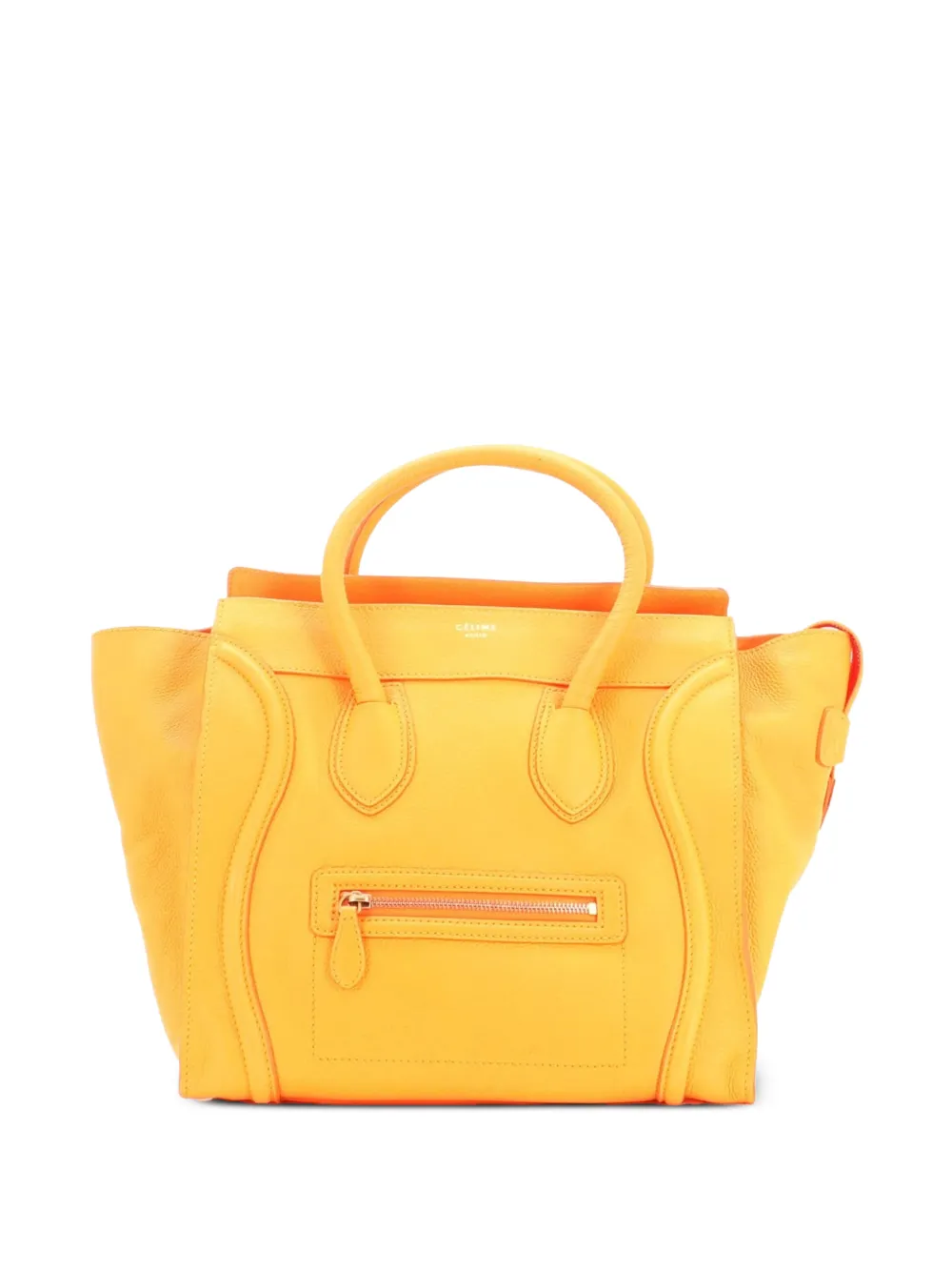 Celine Pre-Owned mini sac cabas Luggage Bag en cuir grainé - Orange Celine Pre-Owned mini sac cabas Luggage Bag en cuir grainé - Orange