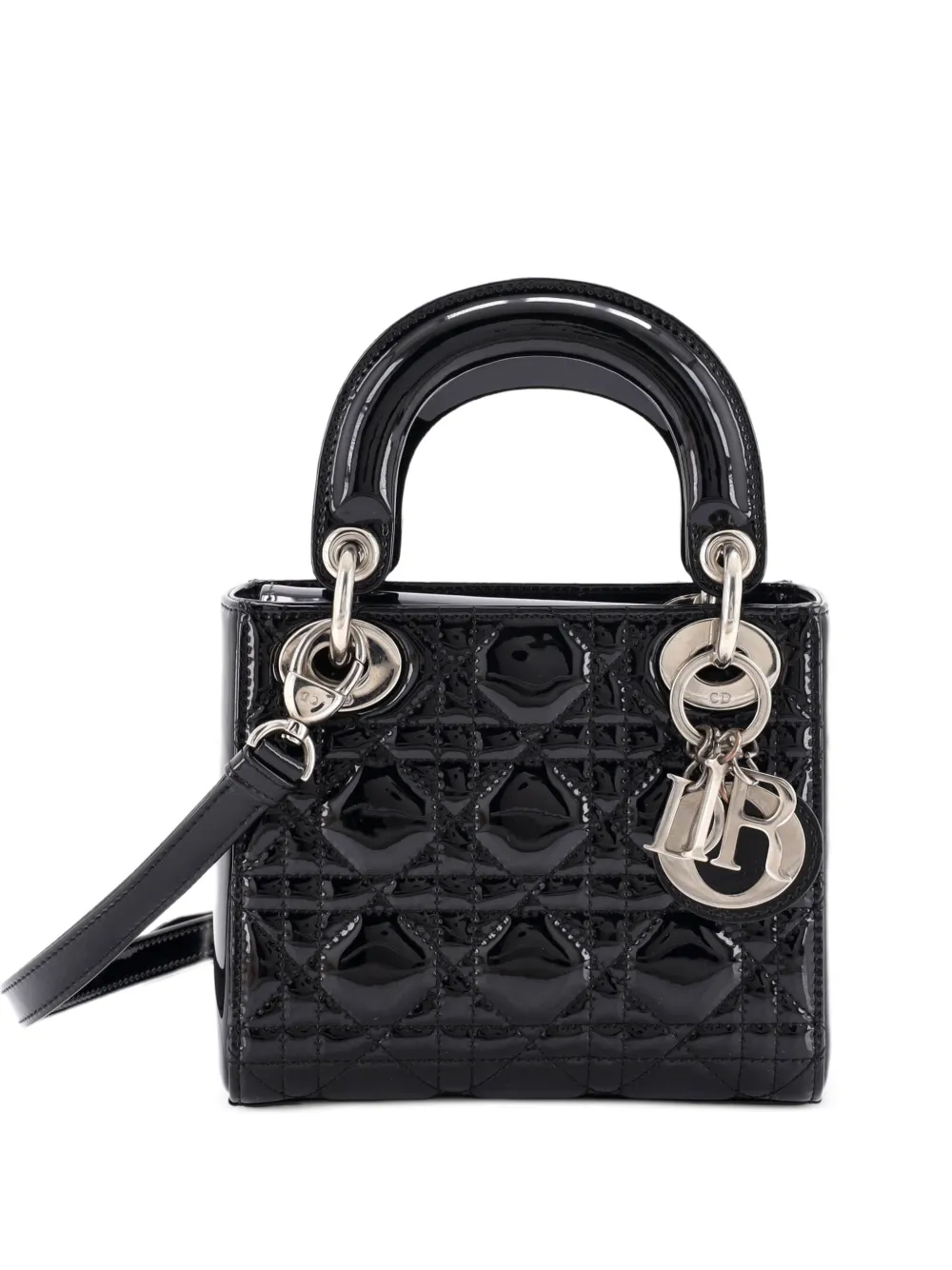 Christian Dior Pre-Owned Mini Lady Dior Satchel-Tasche aus Lackleder mit Cannage-Steppung - Schwarz