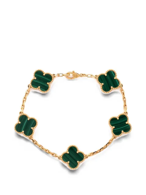 Van Cleef & Arpels Pre-Owned Vintage Alhambra 5 Motifs 18K Yellow Gold and Malachite bracelet