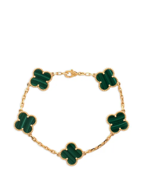 Van Cleef & Arpels Pre-Owned Vintage Alhambra 5 Motifs 18K Yellow Gold and Malachite bracelet
