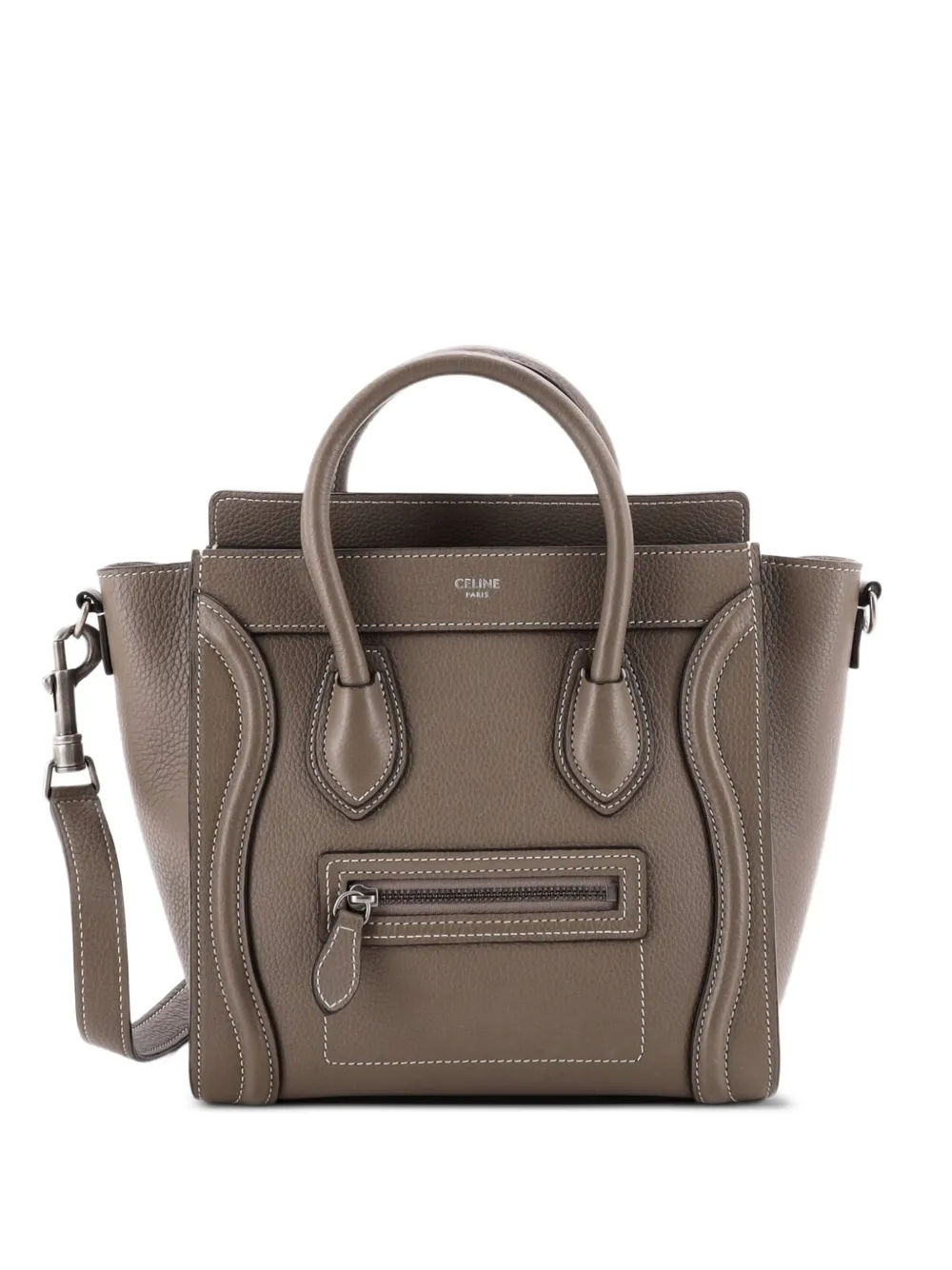 Celine Pre-Owned Luggage Bag Nano Umhängetasche aus gekörntem Leder - Grau
