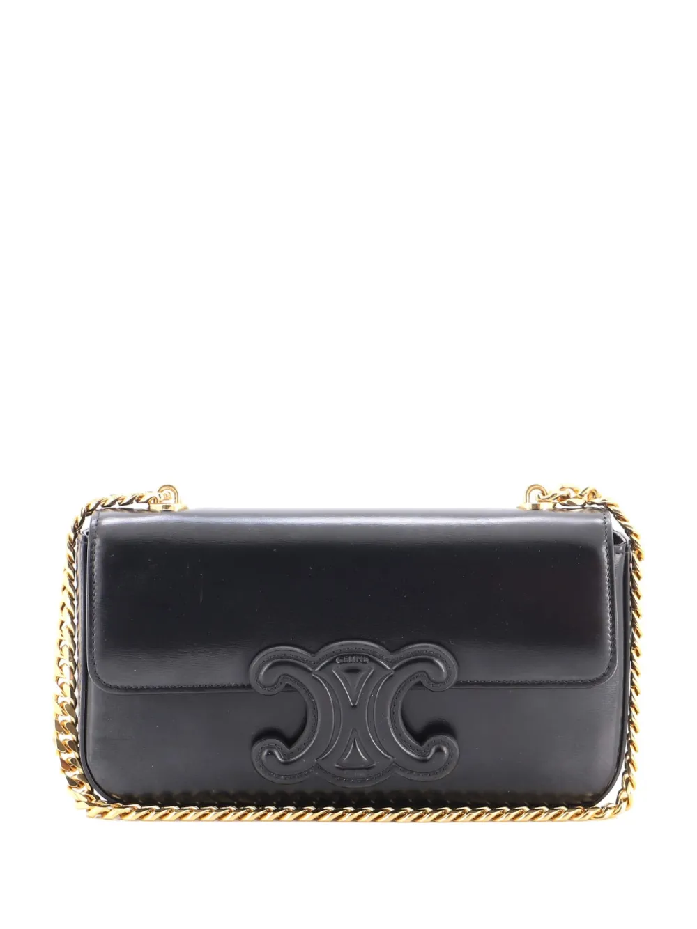 Celine Pre-Owned Kleine Triomphe Schultertasche mit Kette - Schwarz