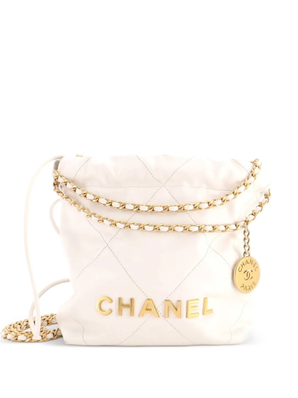 CHANEL Pre-Owned 22 Chain Hobo Quilted Calfskin Mini crossbody bag - White