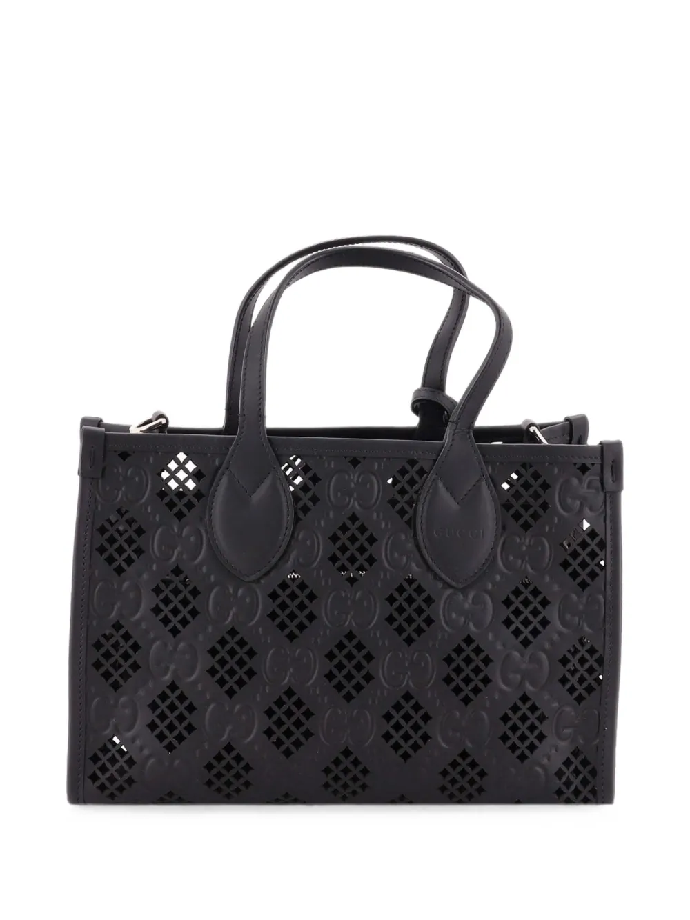Gucci Pre-Owned Convertible GG Debossed Laser Cut Leather Small tote bag - Black