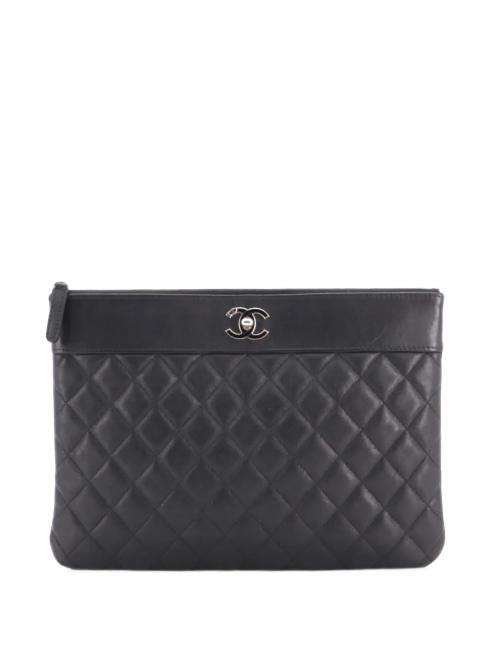 CHANEL Pre-Owned Mademoiselle O Case Quilted Sheepskin Medium clutch bag - Nero